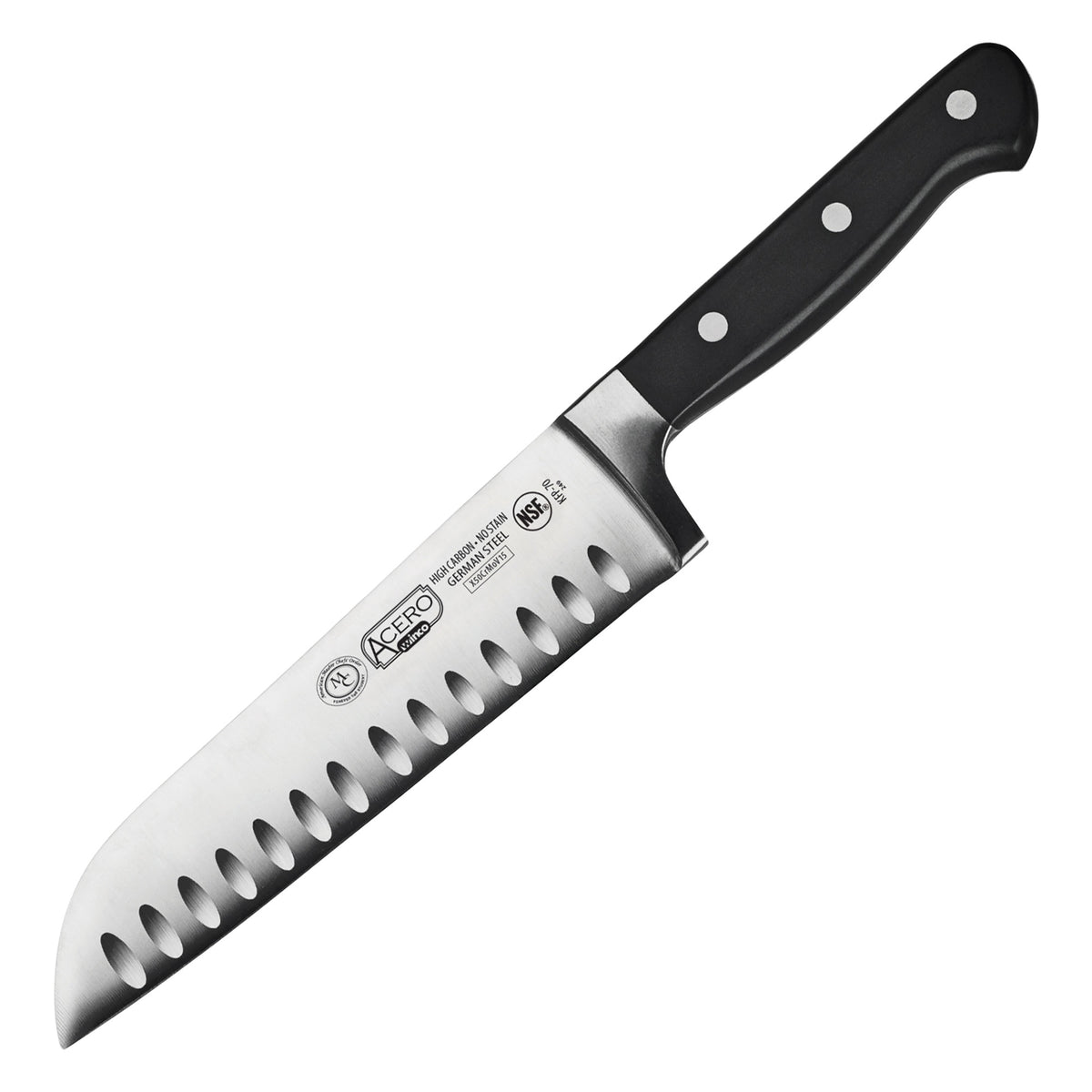 Picture of Winco KFP-70 Acero 7 in. Santoku Knife - Triple Riveted, Full Tang Forged Blade