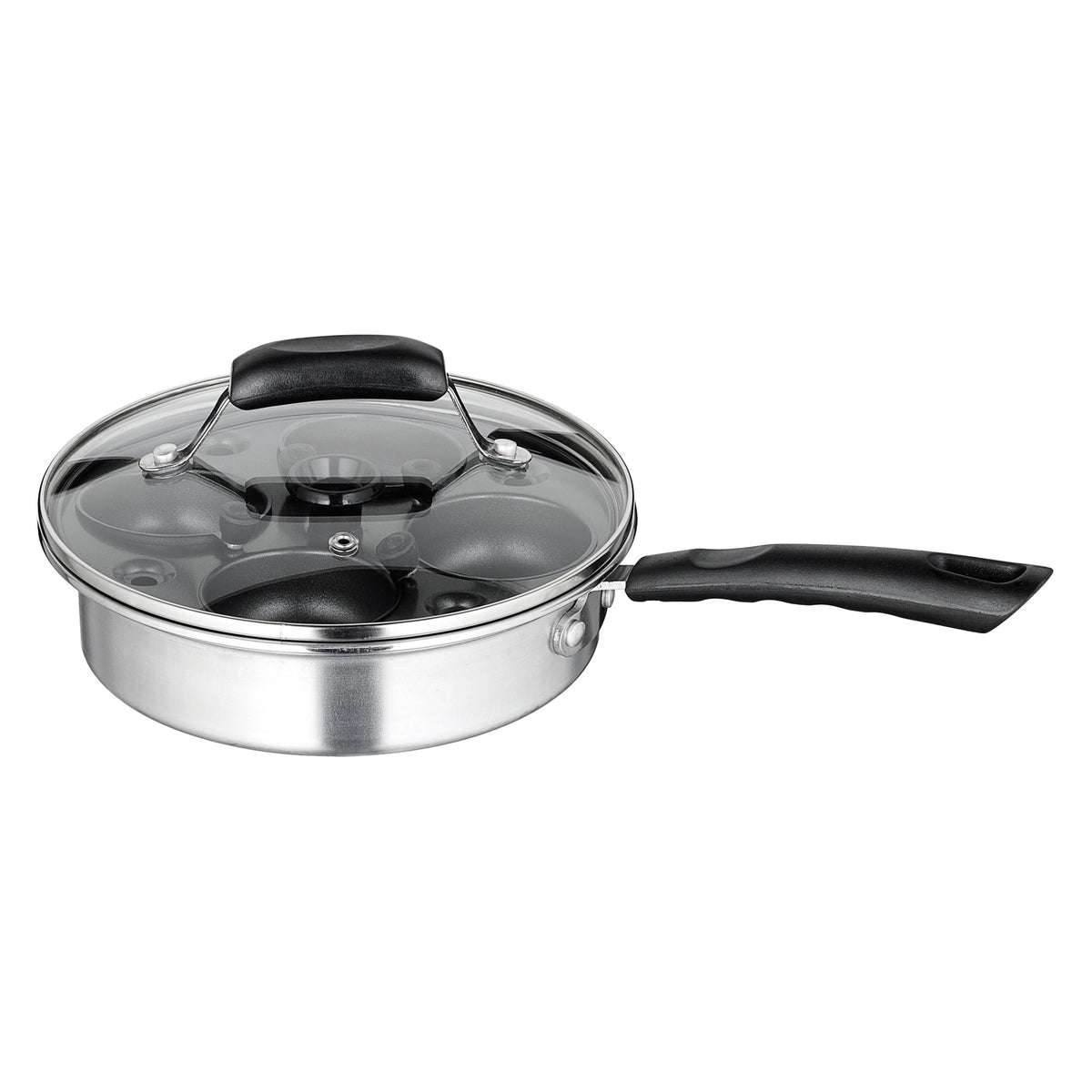 Picture of Winco CEP-4 Egg Poacher Set - Stainless Steel Pan with Inner Nonstick Cups