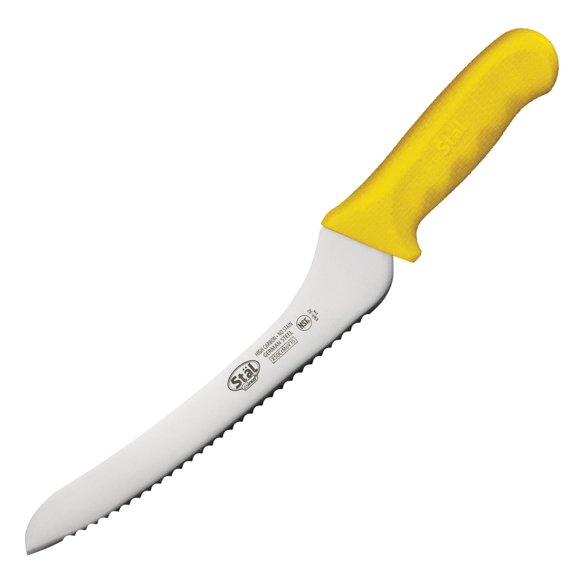 Picture of Winco KWP-92Y Stal 9 in. Offset Utility & Bread Knife - Yellow