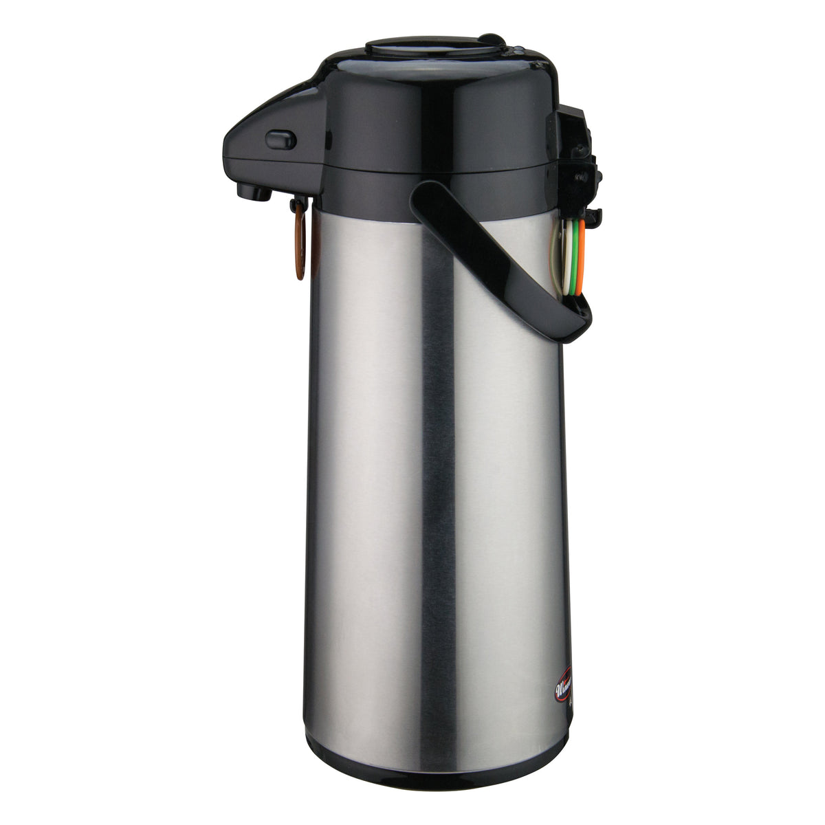 Picture of Winco AP-525 Glass Lined Airpot with Push Button Top, Stainless Steel Body - 2.5 Liter