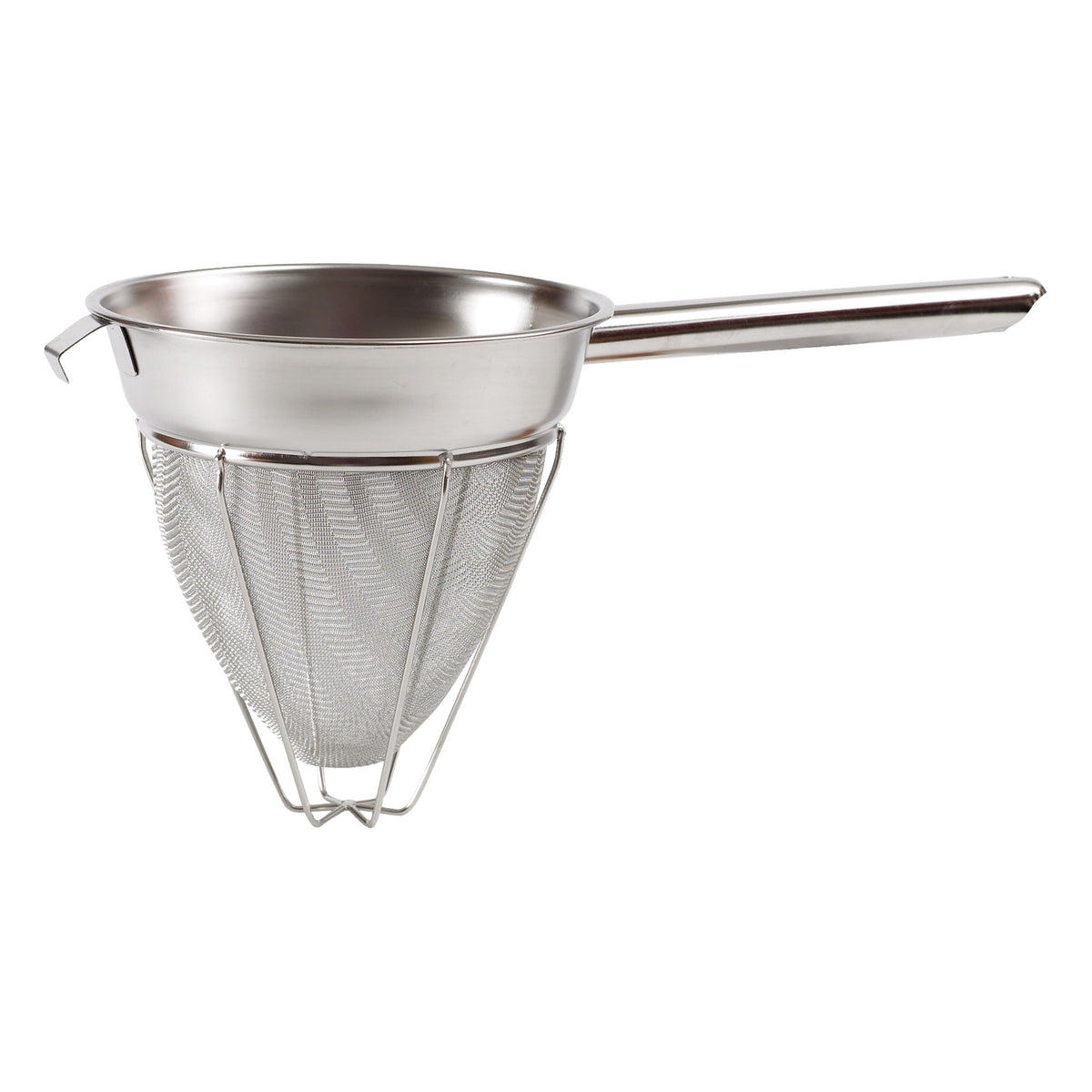 Picture of Winco CCB-8R Hollow Handle Stainless Steel Bouillon Strainer with Extra Fine Mesh, Reinforced - 8 in.