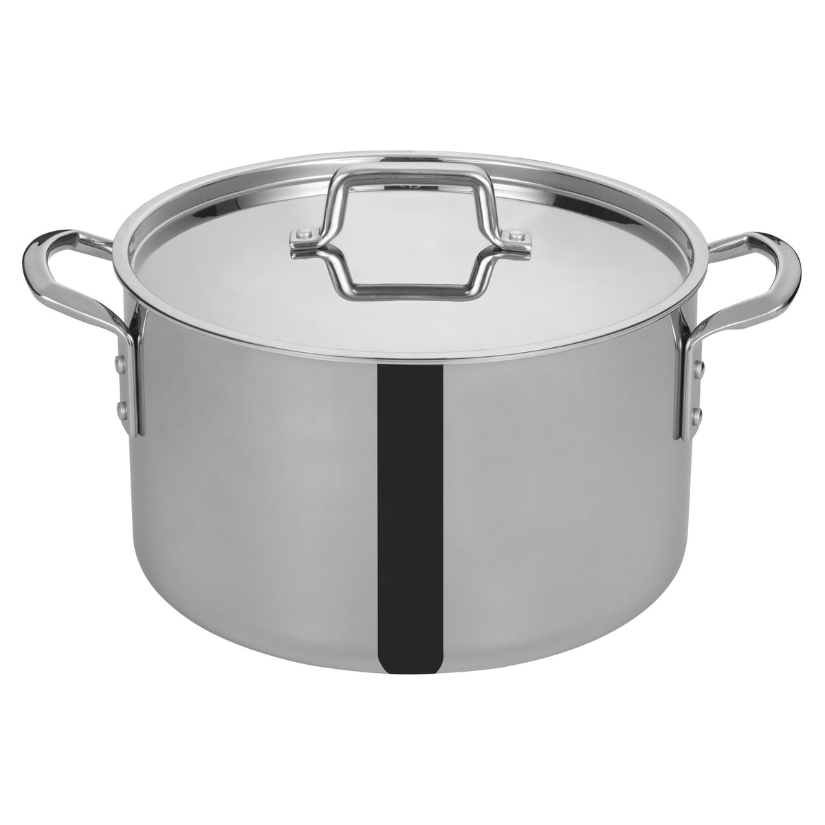 Picture of Winco TGSP-16 Tri-Gen Tri-Ply Stainless Steel Stock Pot with Cover - 16 qt.