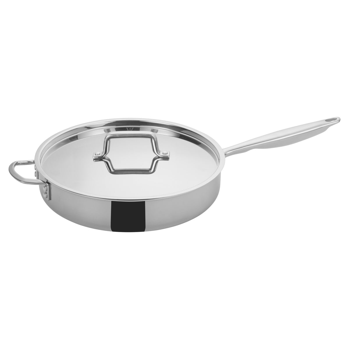 Picture of Winco TGET-6 Tri-Gen Tri-Ply Stainless Steel Saute Pan with Cover - 6 qt.