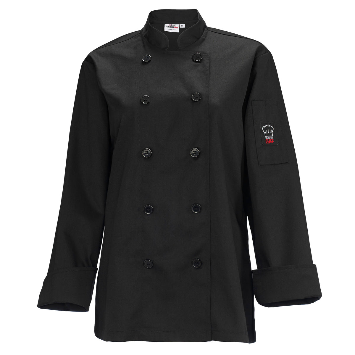 Picture of Winco UNF-7KM Womens Tapered Fit Chef Jacket, Black - Medium