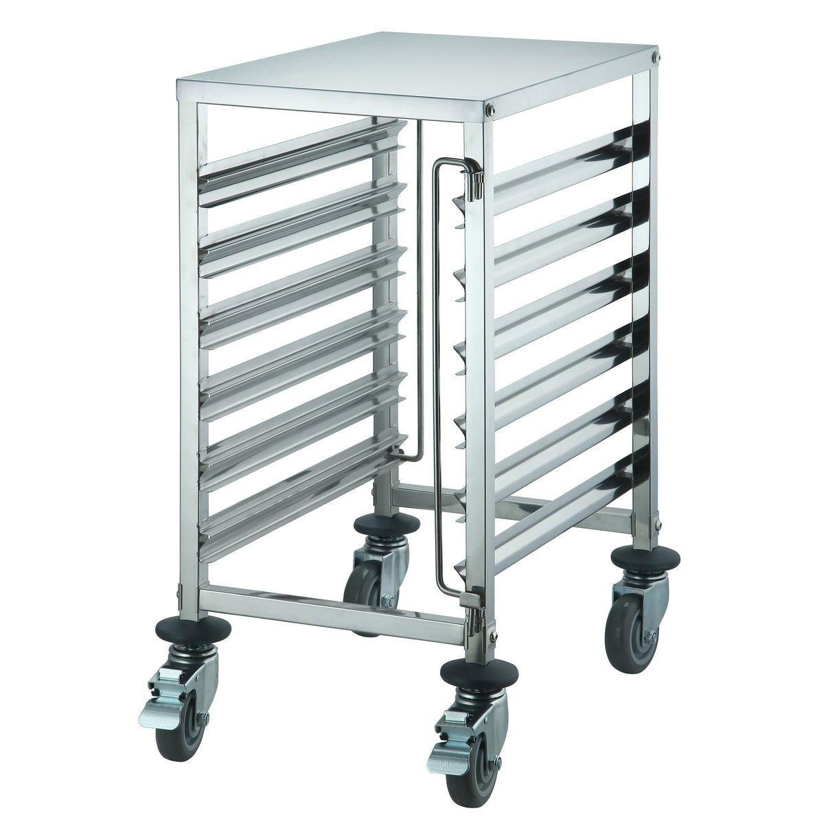 Picture of Winco SRK-12 12-Tier End-Load Steam & Food Pan Rack with Brakes - 1.5-1.75 in. Spacing, Stainless Steel, KD