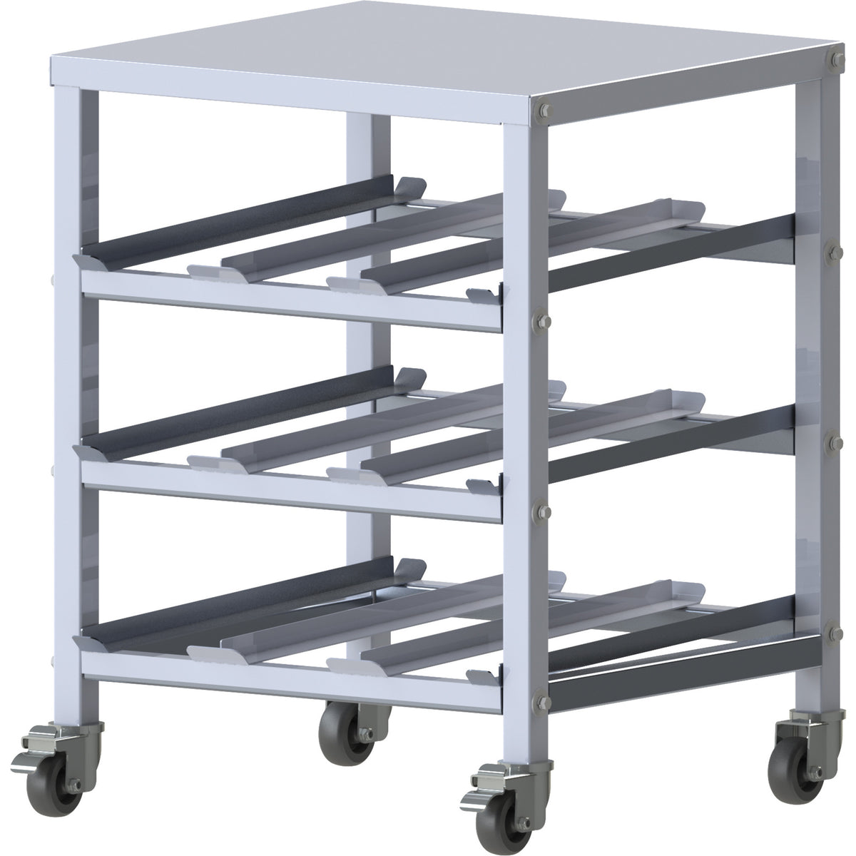 Picture of Winco ALCR-3M Mobile Under-Counter 3-Tier Can Storage Rack - 3-Tier, Heavy Duty, Aluminum