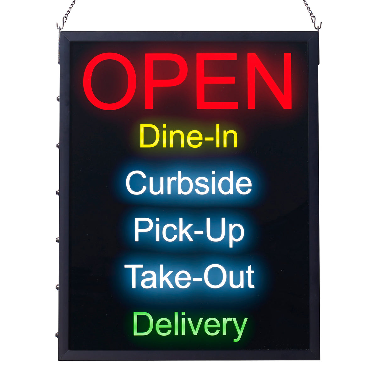 Winco LED-20 Hanging LED Open Sign - 19 5/8W x 27 1/2H, 100-240v/1ph