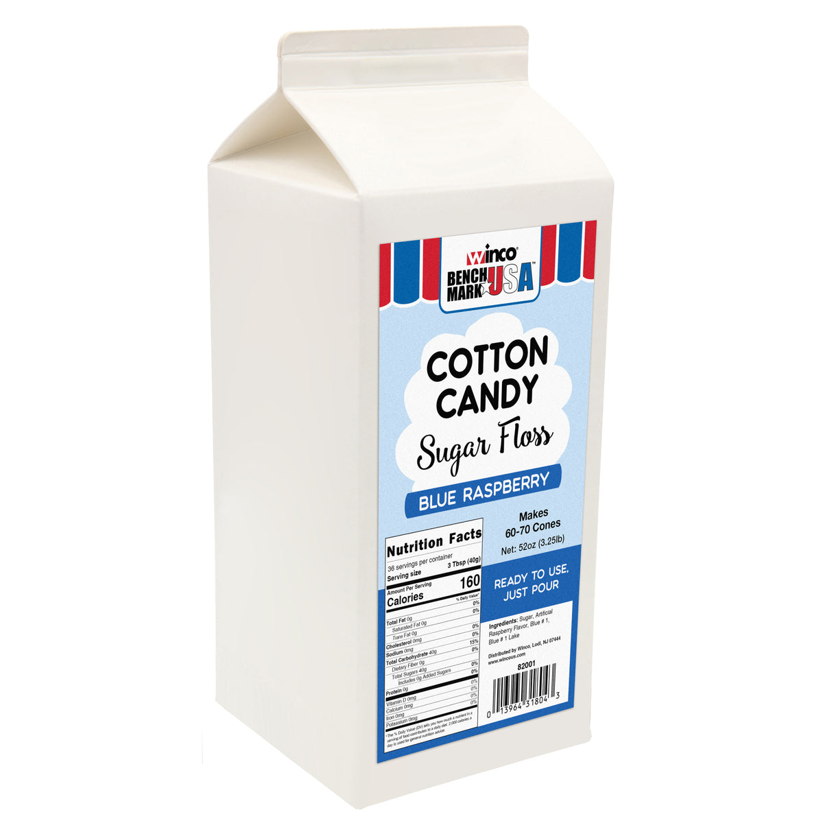 Picture of Winco 82001CS Benchmark 3.25 lbs Cotton Candy Floss - Blue Raspberry - 6 Per Case