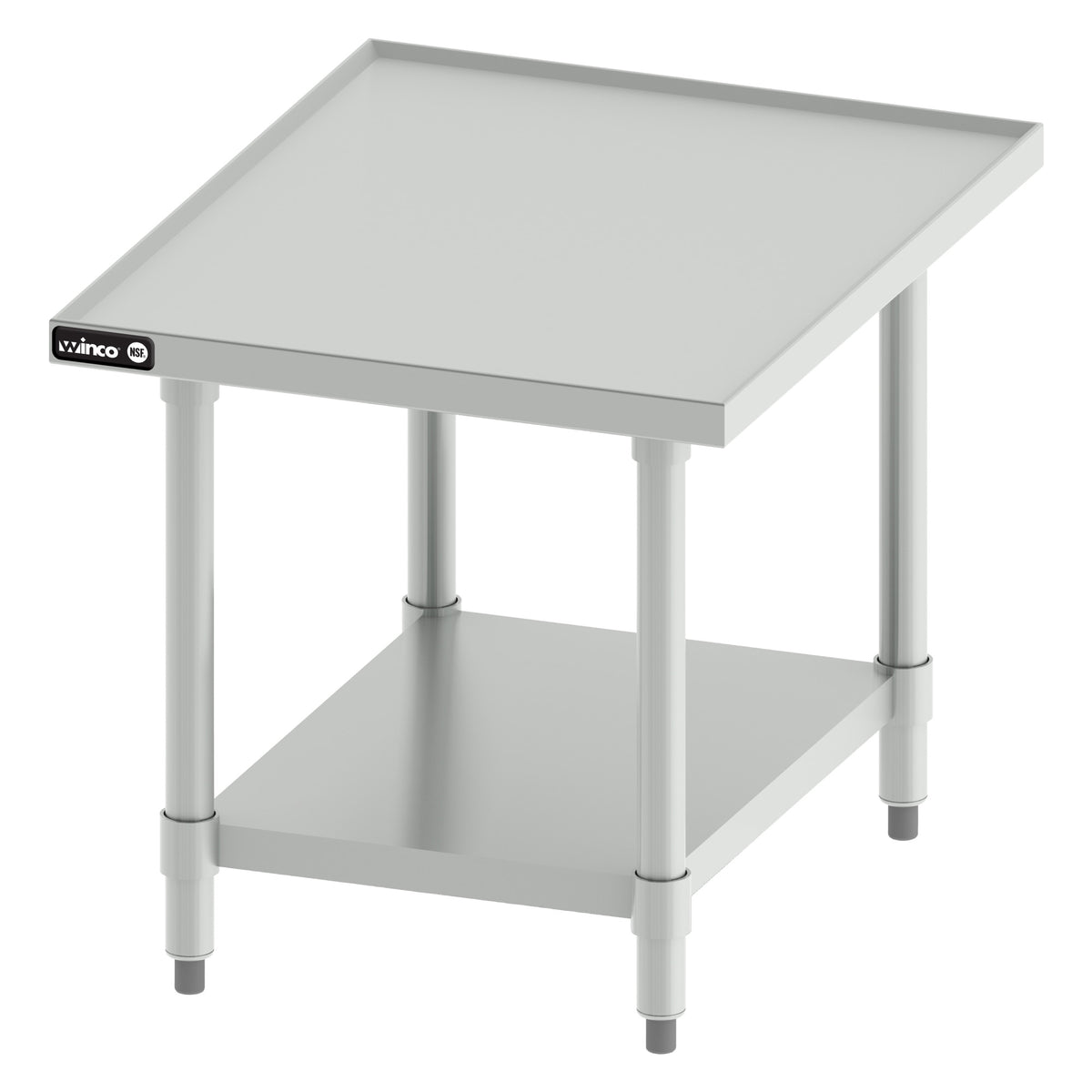 Picture of Winco EMT-2424 Stainless Steel Mixer Stand with Marine Edge - 24 x 24 x 24 in., Stainless Steel - Galvanize Legs & Undershelf, NSF