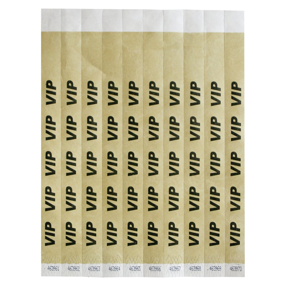 WB-VIP Bar Maid Waterproof Tear-Free Wristbands - Vip - Gold & Black - 500 Piece - 0.75 x 9.5 in.