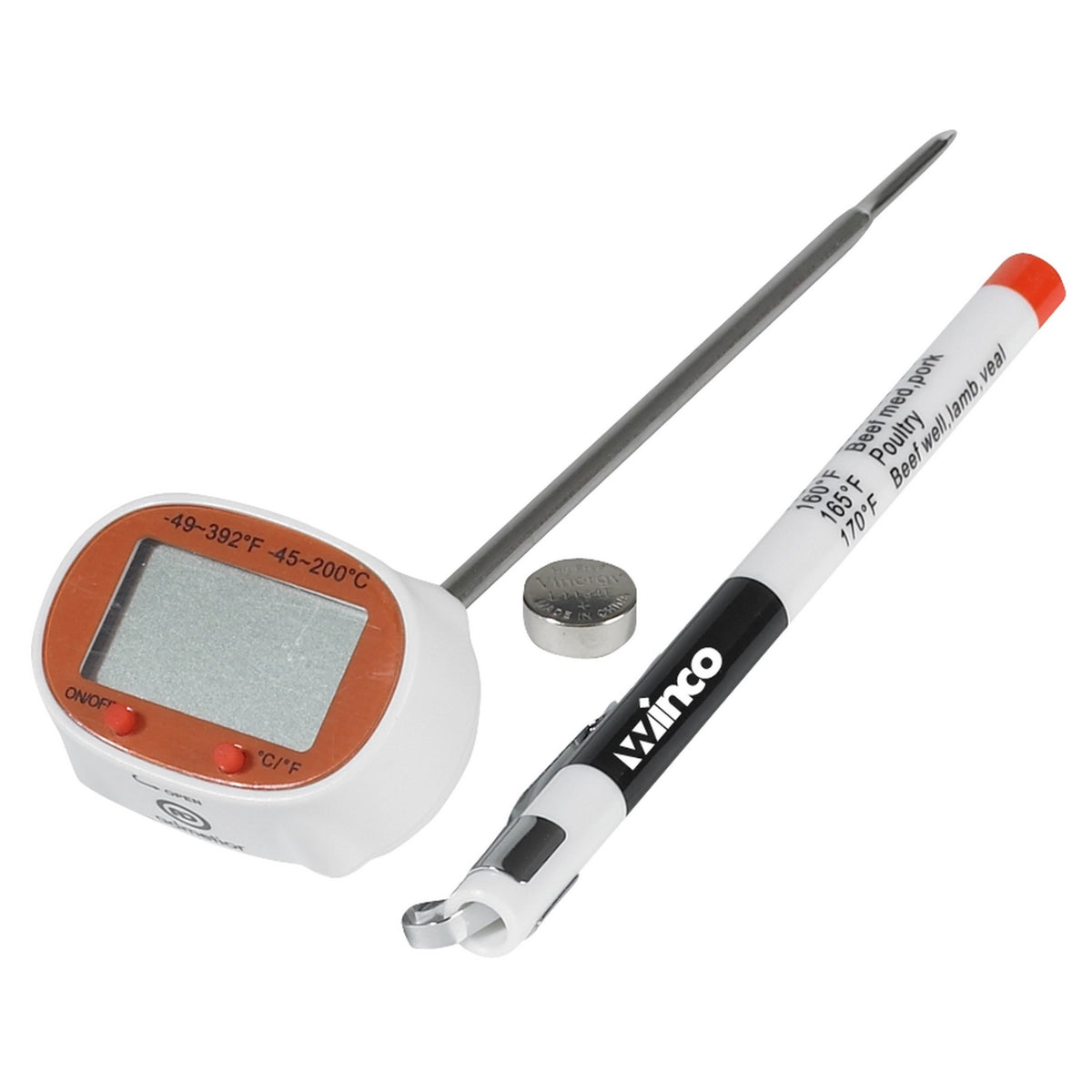 Picture of Winco TMT-DG2 Digital Thermometer, 1.19 in. LCD, 4.75 in. Probe, White