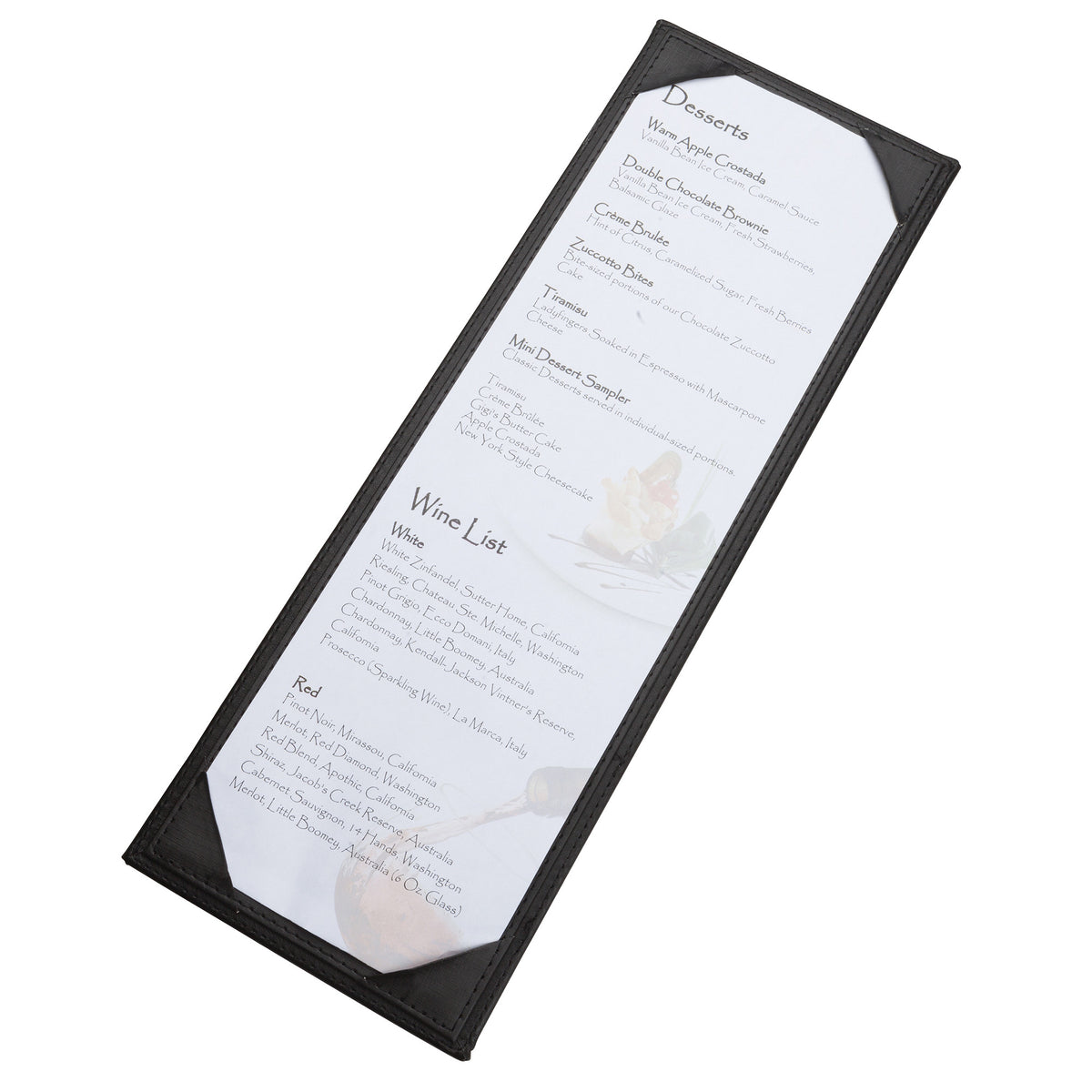 Picture of Winco LMS-414BK Single-View Menu Cover - Black, 4.5 x 14 in.