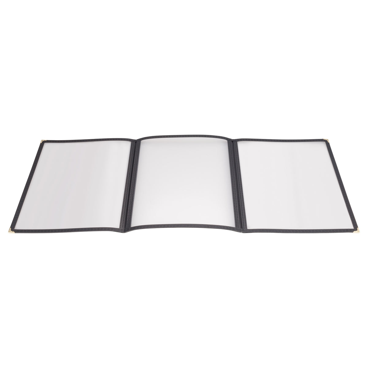 Picture of Winco PMCT-9K Tri-Fold Triple Panel Menu Cover, 9.5 x 12.13 in. - Black
