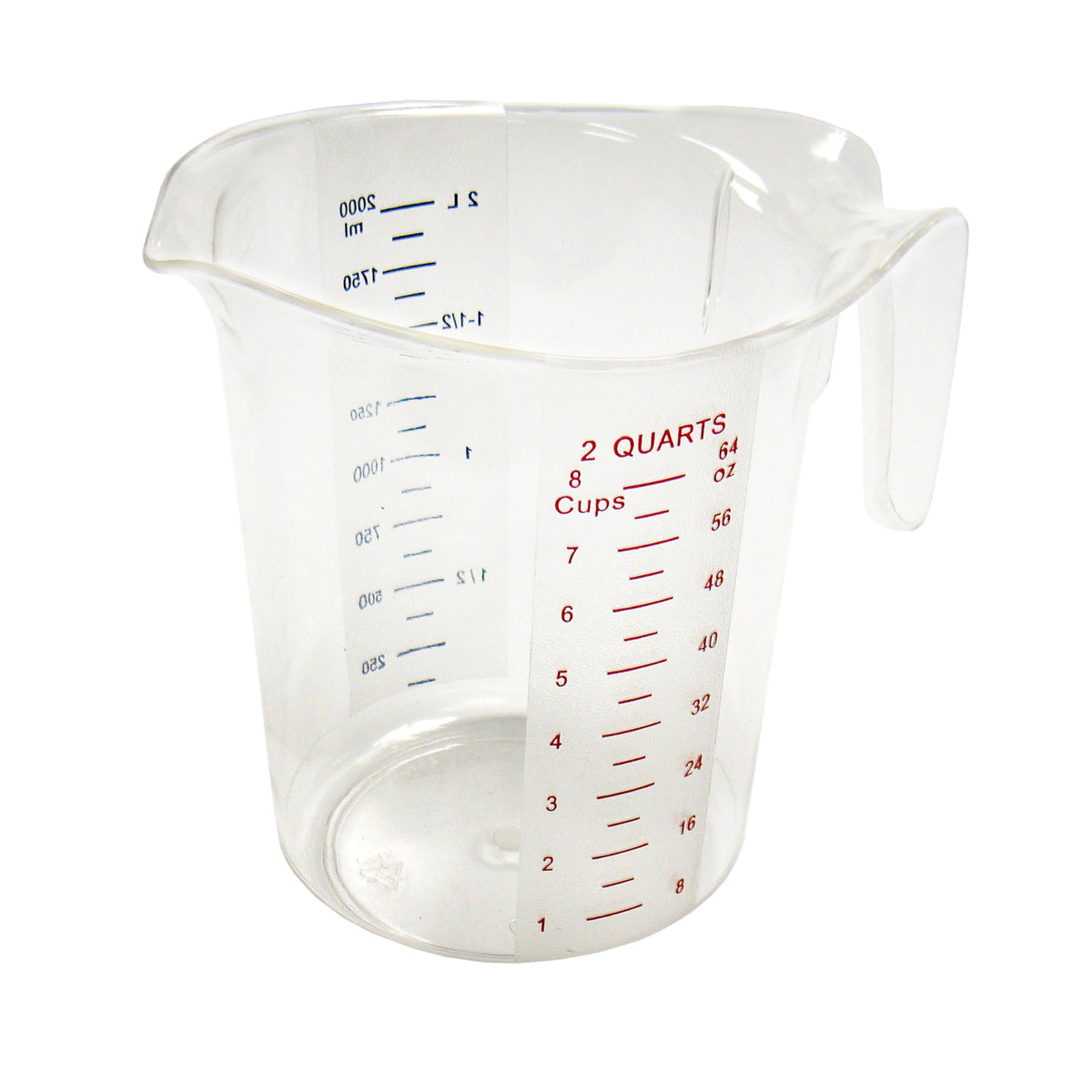 Picture of Winco PMCP-200 Polycarbonate Measuring Cup with Color Graduations - 2 qt.