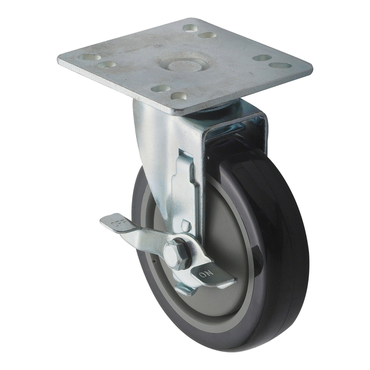 Picture of Winco CT-44B Universal Caster Set with Brake, 4 in. Square Plate, 5 in. Wheels - 2 Piece