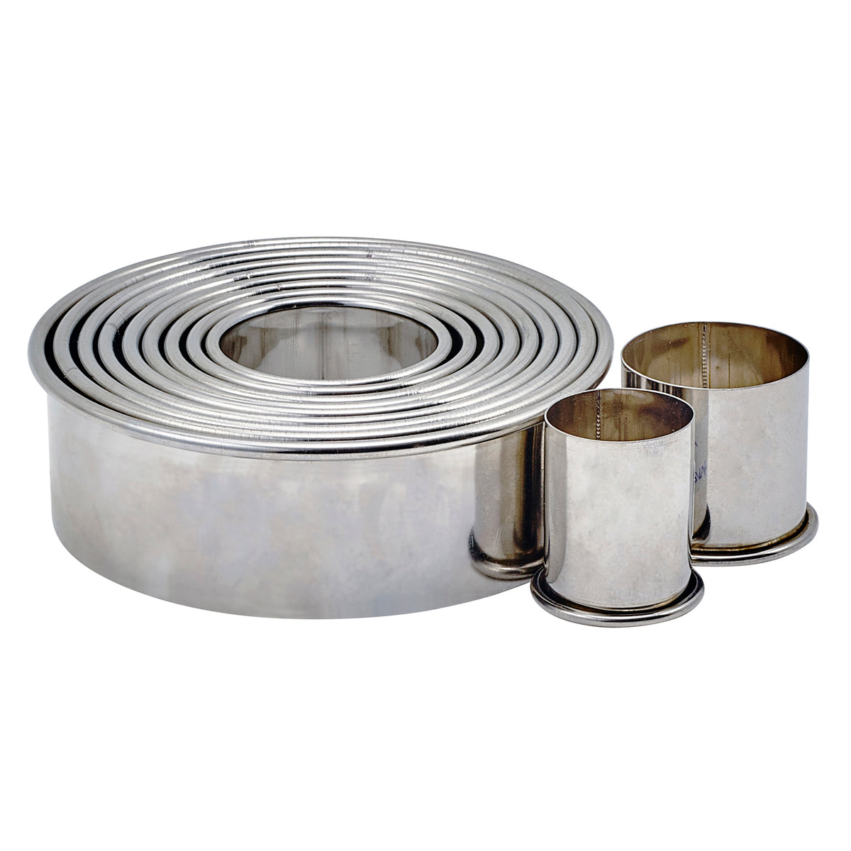 Picture of Winco CST-2 Round Cookie Cutter Set, 11 Piece, Stainless Steel - Plain, 1 in.