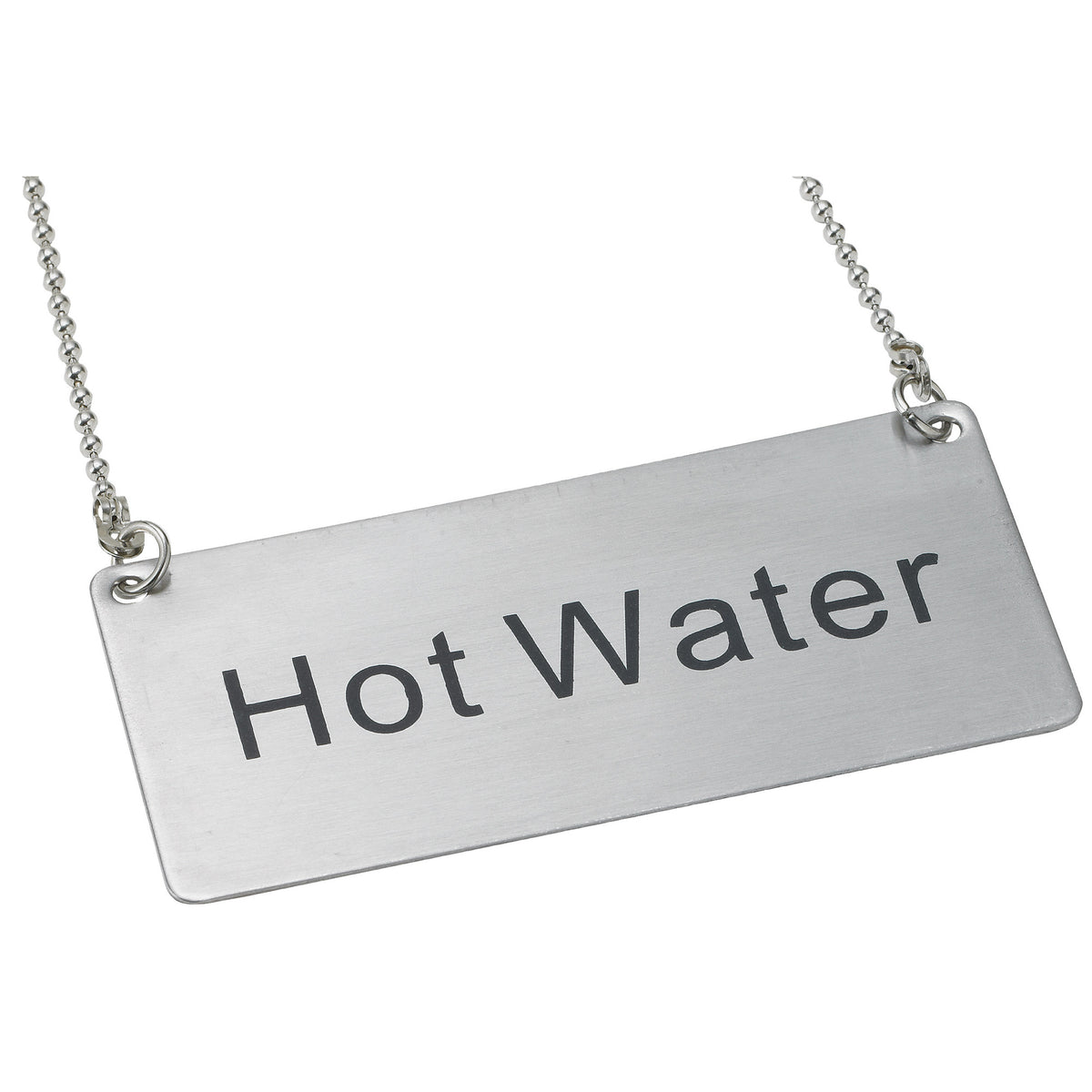 Winco SGN-204 Hanging Hot Water Sign - 3 1/2 x 1 3/4, Stainless Steel