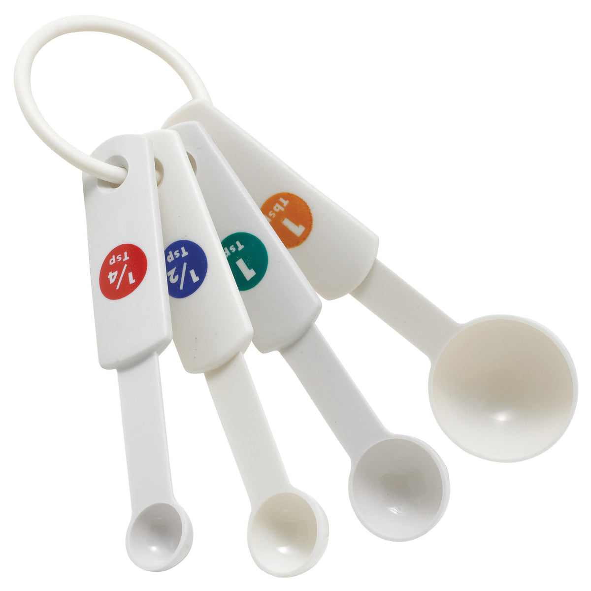 Picture of Winco MSPP-4 Measuring Spoon Set, 4 Piece, White, Plastic