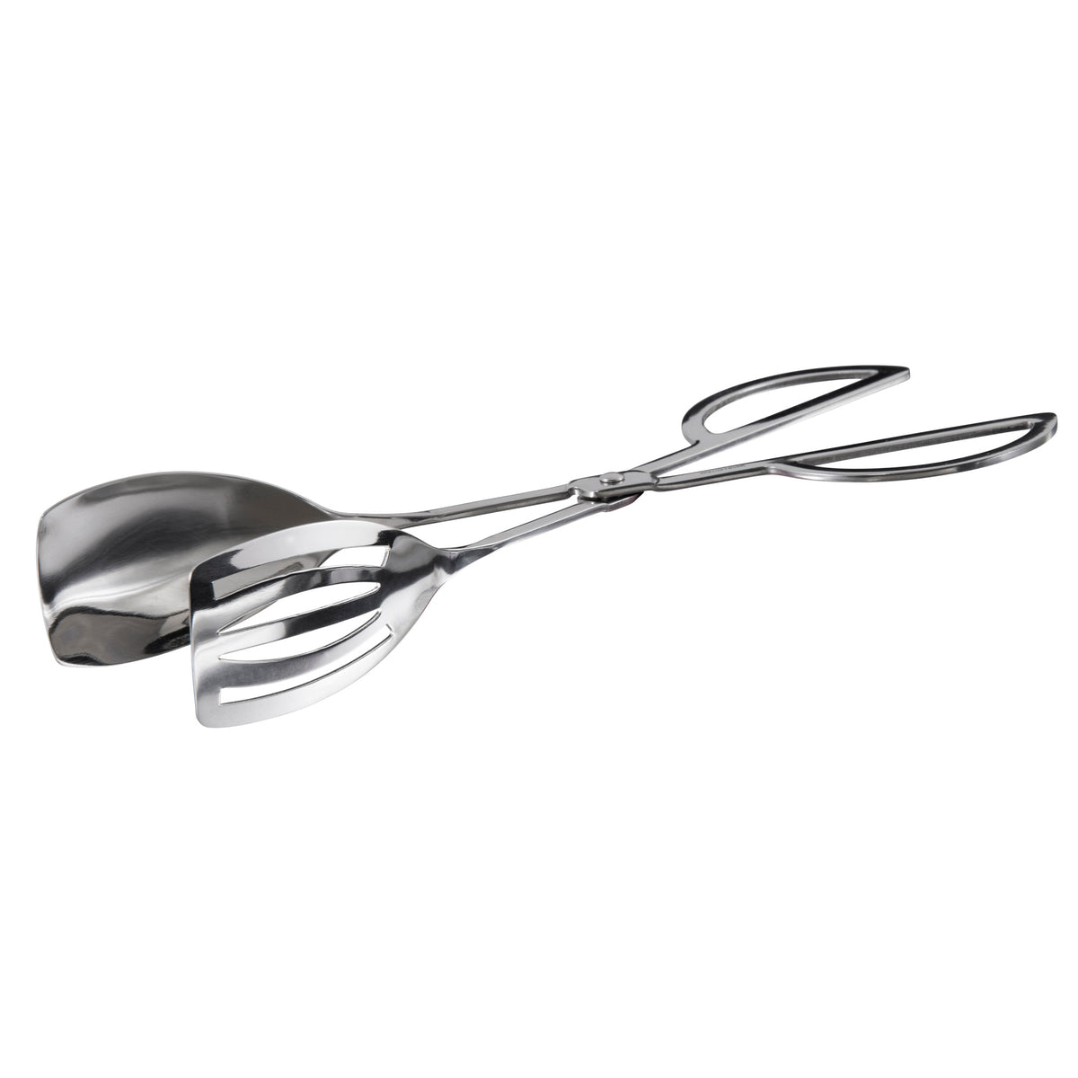 Picture of Winco ST-10S 10 in. Slotted & Solid Spatula Salad Tongs, Mirror Finish Stainless Steel