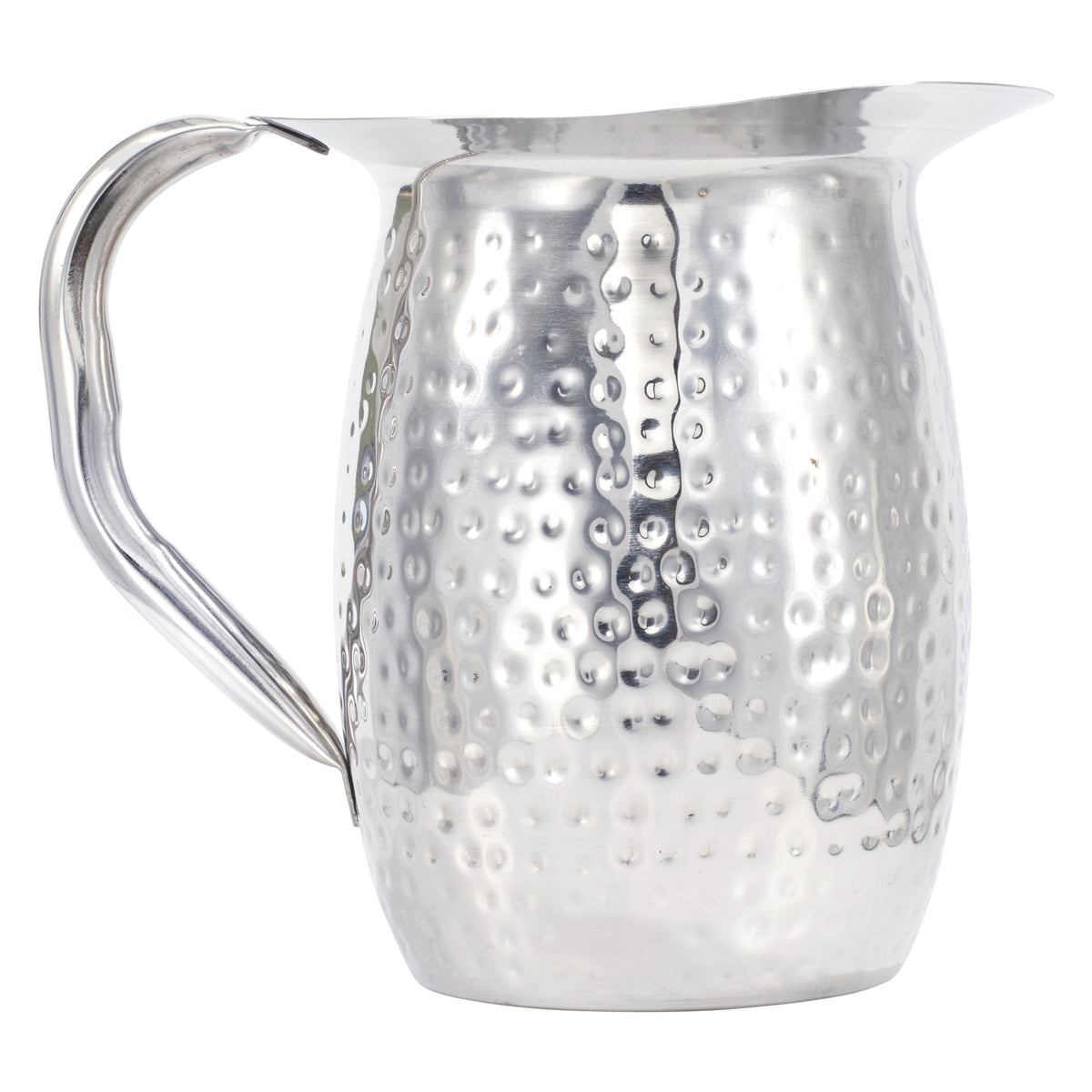 Picture of Winco WPB-2CH 2 Qt Hammered Stainless Steel Bell Pitcher with Ice Guard