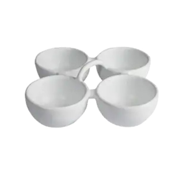 MJ601LM 10.1 oz 4 Division Condiment Bowl with Handle - Lime - 9.4 in. - 2.2 in. Deep