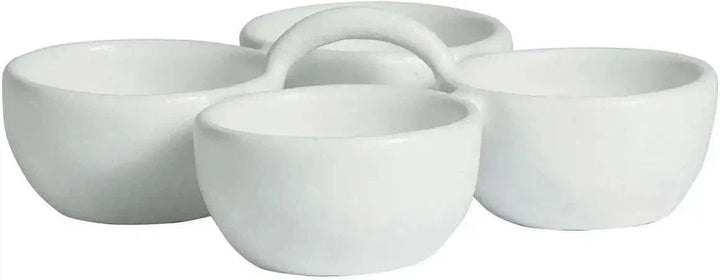 MJ601-MOD-WW 10.1 oz 4 Division Condiment Bowl with Handle - White - 9.4 in. - 2.2 in. Deep