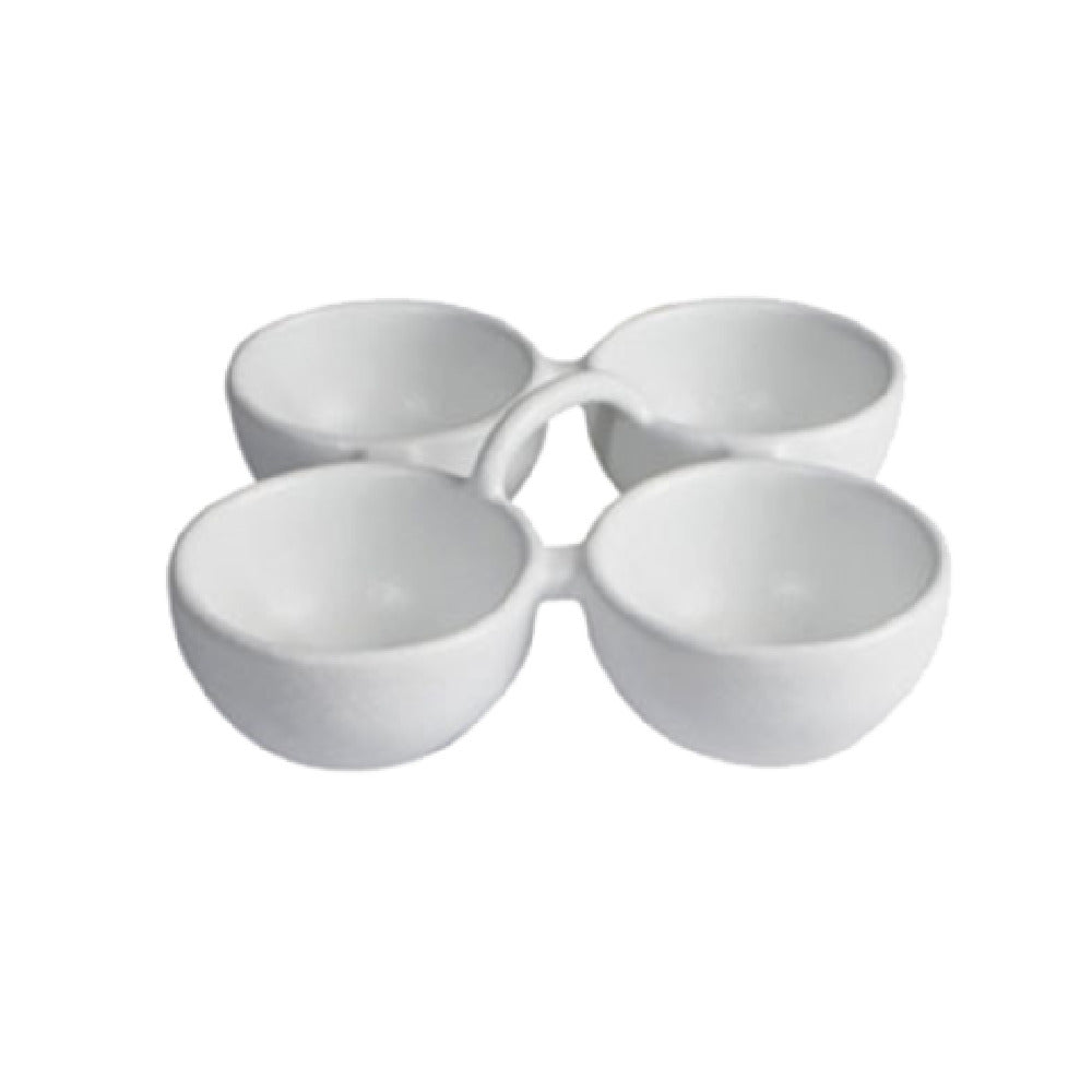 MJ601MW 10.1 oz 4 Division Condiment Bowl with Handle - Marble White - 9.4 in. - 2.2 in. Deep