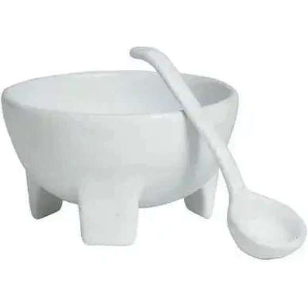 MJS02-MOD-WW 18.6 oz Molcajete Bowl - White - Mod Smooth Finish - 5.7 in. - 3.15 in. Deep - Small
