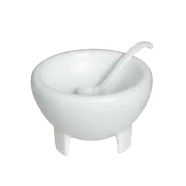 MJS06MC 30.5 oz Round Cast Aluminum & Resin Coating Molcajete & Spoon Set - Mocha - 8.27 x 8.27 in. - 5.51 in. Deep