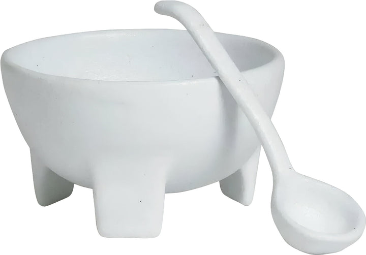 MJS06-MOD-WW 30.5 oz Molcajete & Spoon Set - White - Mod Smooth Finish - 8.27 x 8.27 in. - 5.51 in. Deep