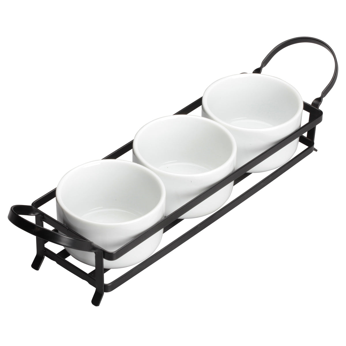 Picture of Winco WDP014-101 15 x 3.75 in. Porcelain Trio Set with Stand, Bright White - Set of 12