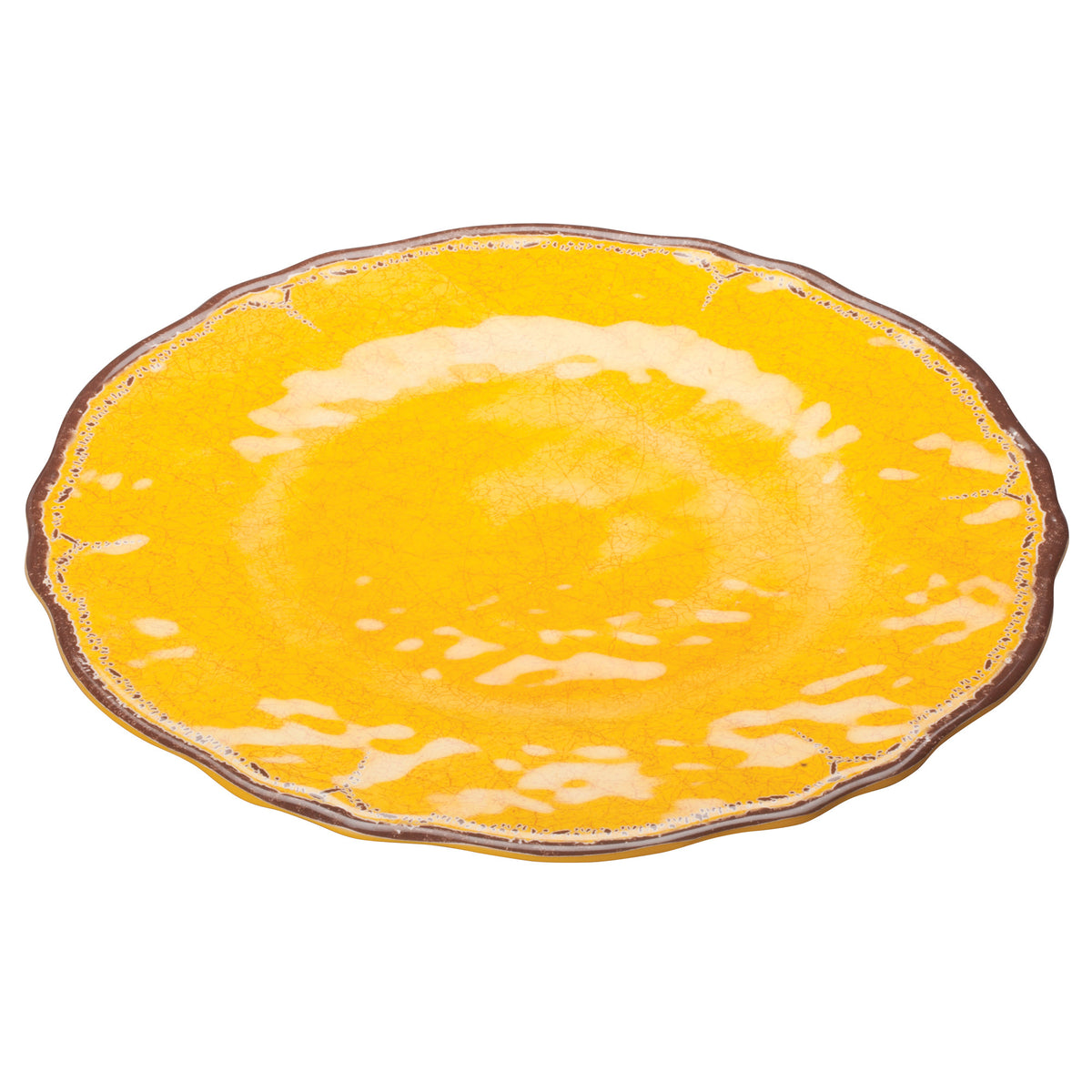 Picture of Winco WDM001-602 11 in. Dia. Melamine Hammered Plate, Yellow, 24 Piece