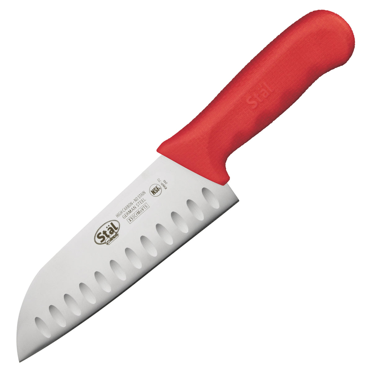 Picture of Winco KWP-70R Stal 7 in. Santoku Knife - Red