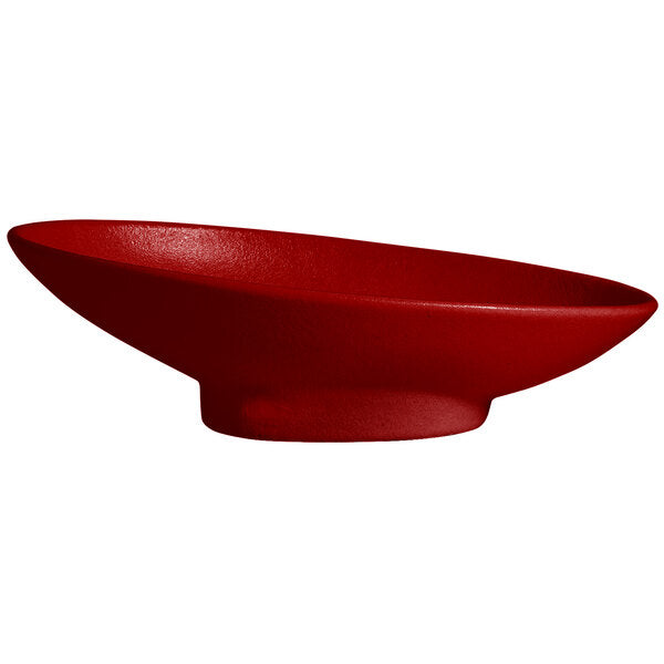 BO204-MOD-FR 16.9 x 9 in. Oval Sphere Dish - Fire Red - Mod Smooth Finish - 5.5 in. Deep - Large