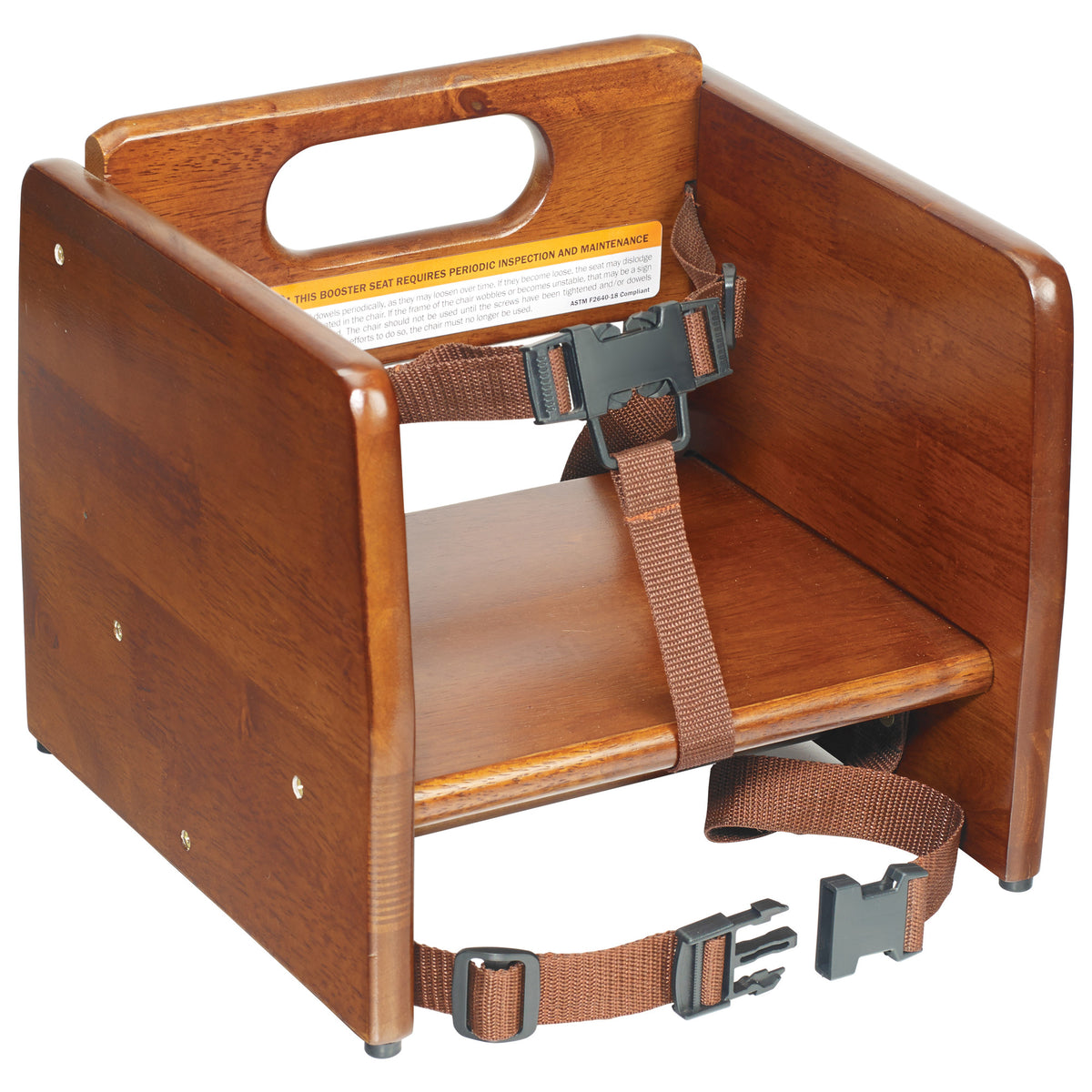 Picture of Winco CHB-704 Stacking Wooden Booster Seat - Walnut