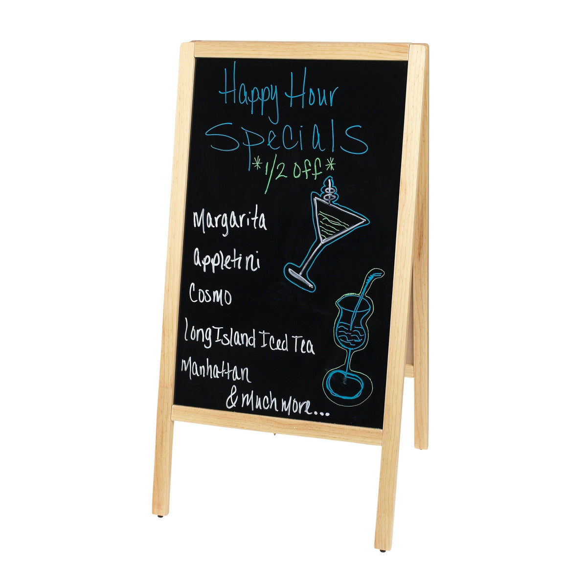 Picture of Winco MBAF-1 Dual-Sided Sidewalk A-Frame Marker Board - Natural, 20.38 x 39.5 in.