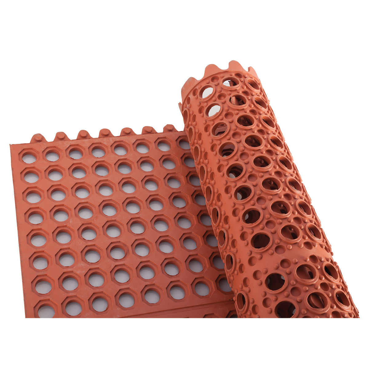 Picture of Winco RBMI-33R Rubber Interlocking Floor Mat, 3 x 3 ft. - Red
