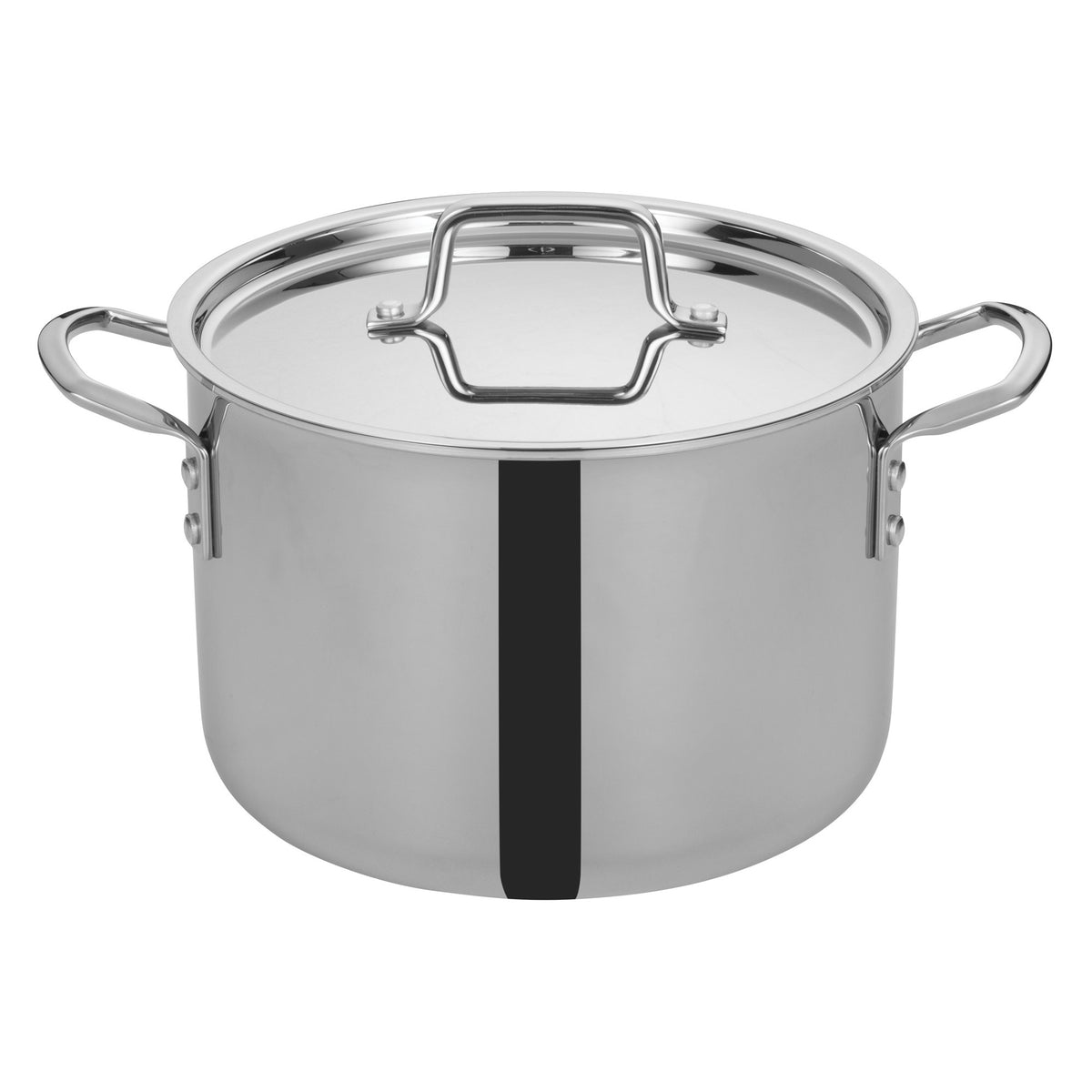 Picture of Winco TGSP-8 Tri-Gen Tri-Ply Stainless Steel Stock Pot with Cover - 8 qt.