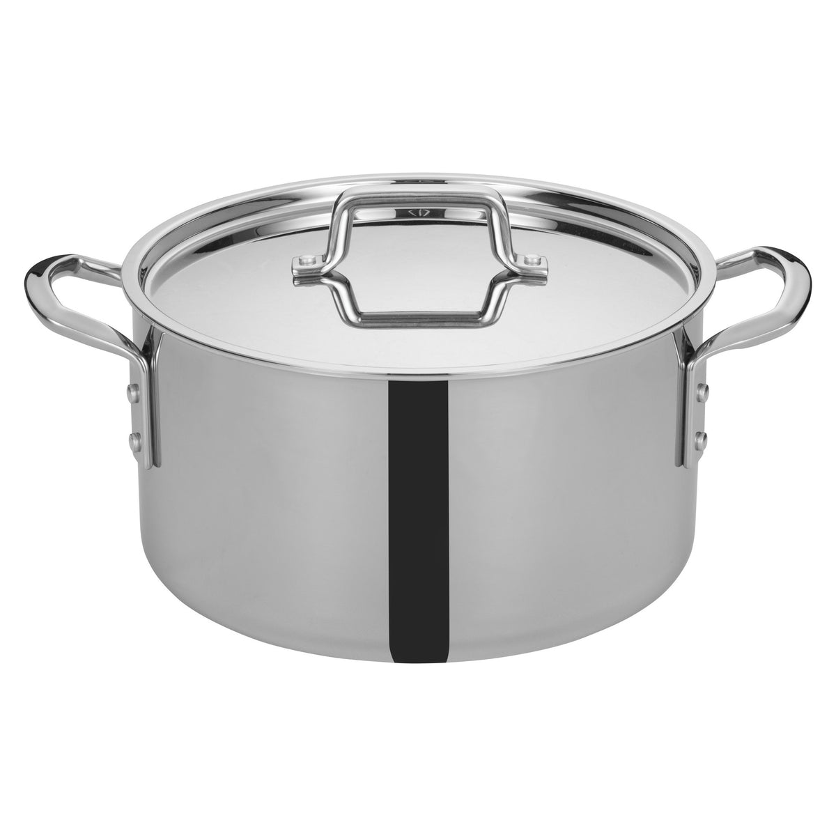 Picture of Winco TGSP-12 Tri-Gen Tri-Ply Stainless Steel Stock Pot with Cover - 12 qt.