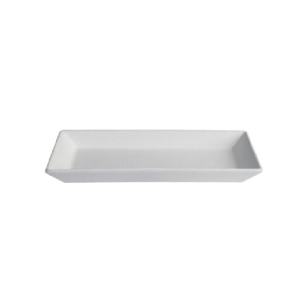 Bugambilia BUD13WW 19 3/4 x 8 1/8 Rectangular Buffet Platter - Resin Coated Aluminum, White, 101-1/2 Ounce