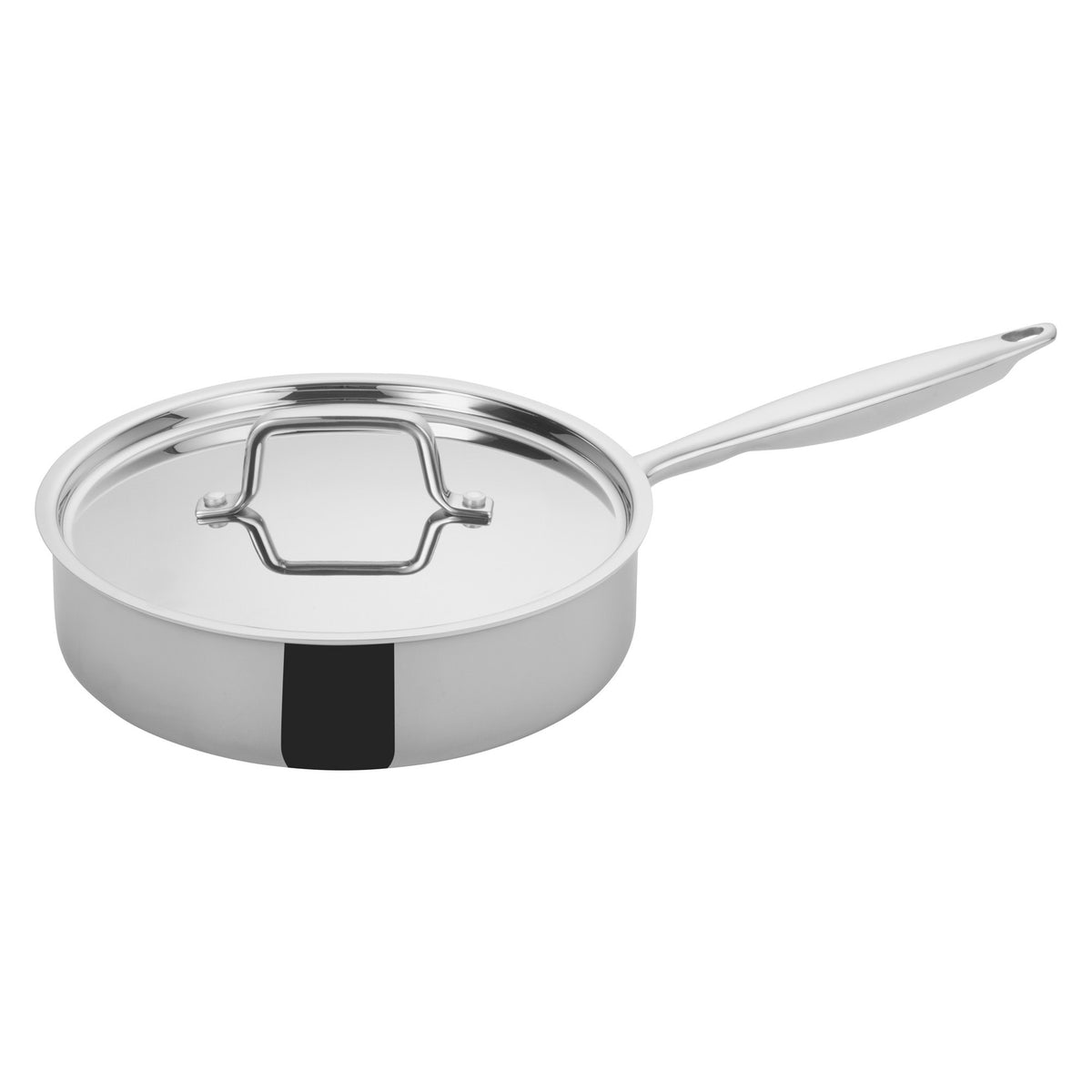 Picture of Winco TGET-3 Tri-Gen Tri-Ply Stainless Steel Saute Pan with Cover - 3 qt.