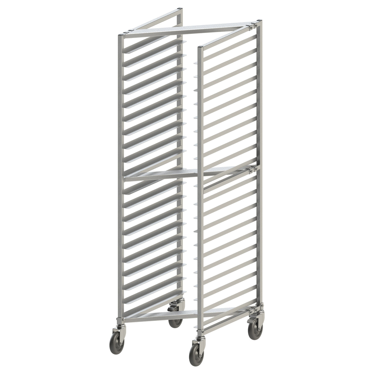 Picture of Winco AWZK-20 20-Tier Nesting Sheet Pan Rack with Brakes - 3 in. Spacing - Welded