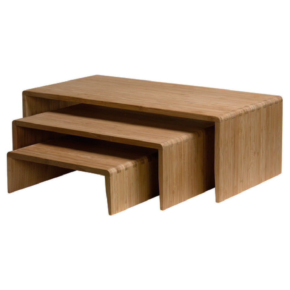GET BAMRISERR12 3 Piece Display Riser Set - Bamboo, Natural, Brown