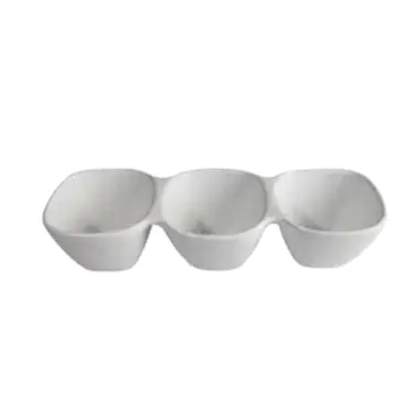 BS302BB 20.2 oz 3 Division Condiment Bowl - Black - 15 x 5.3 in. - 3.1 in. Deep