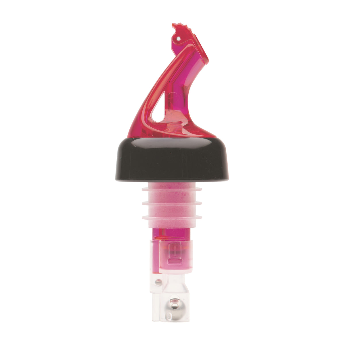 Picture of Winco BMP-5100R Bar Maid 1 oz Premium Measured Pourers with Flip Top & Black Collar, Red - 12 Piece
