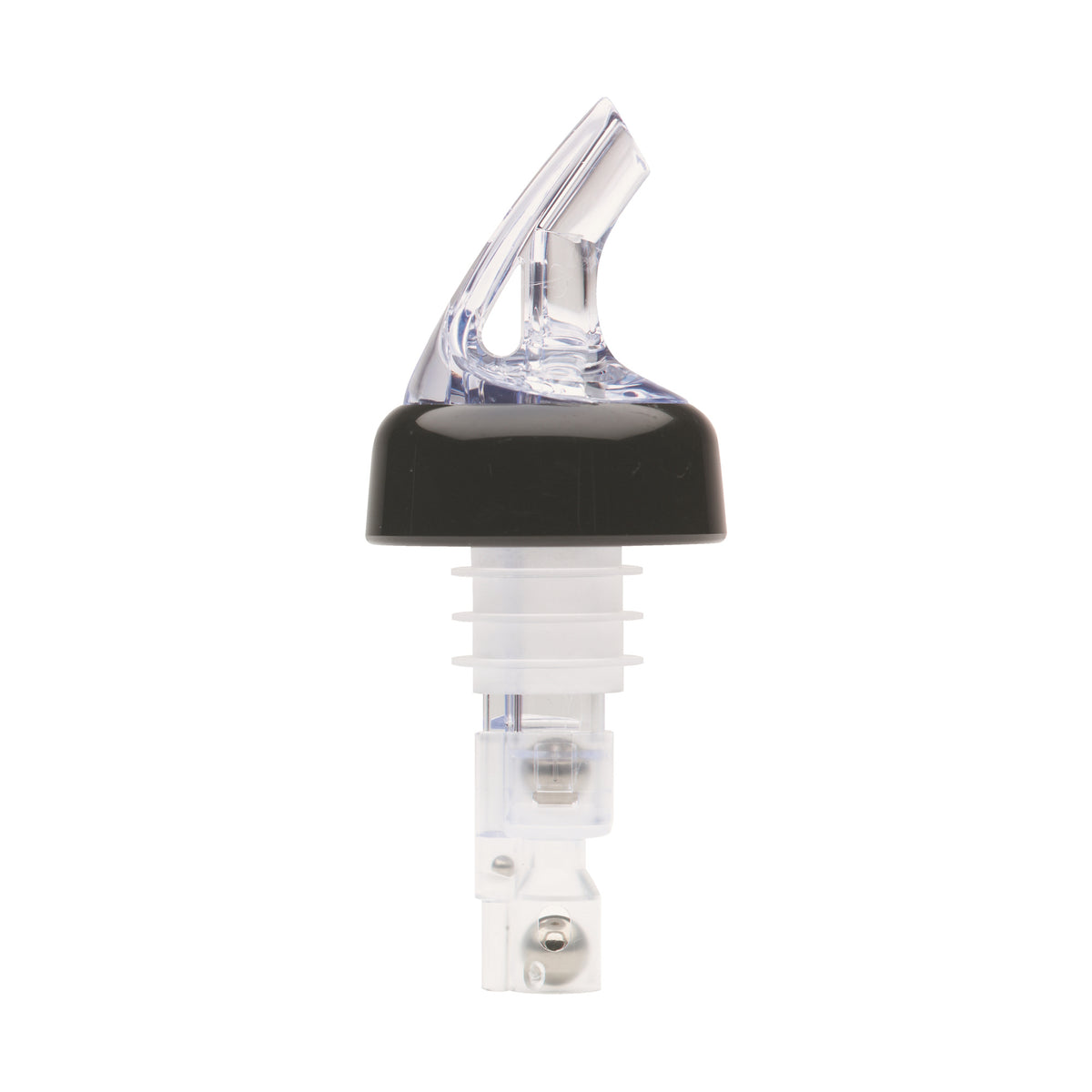 Picture of Winco BMP-3100C Bar Maid 1 oz Premium Measured Pourers, Clear with Black Collar - 12 Piece
