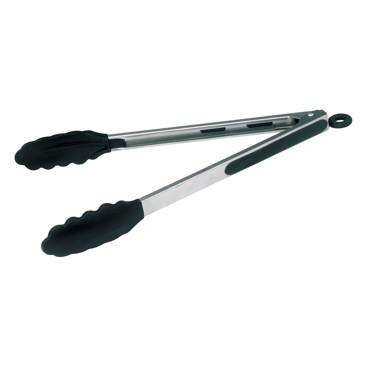 Picture of Winco UTS-12K Silicone Grip Utility Tongs with Lock Clip, Stainless Steel - 12 in.