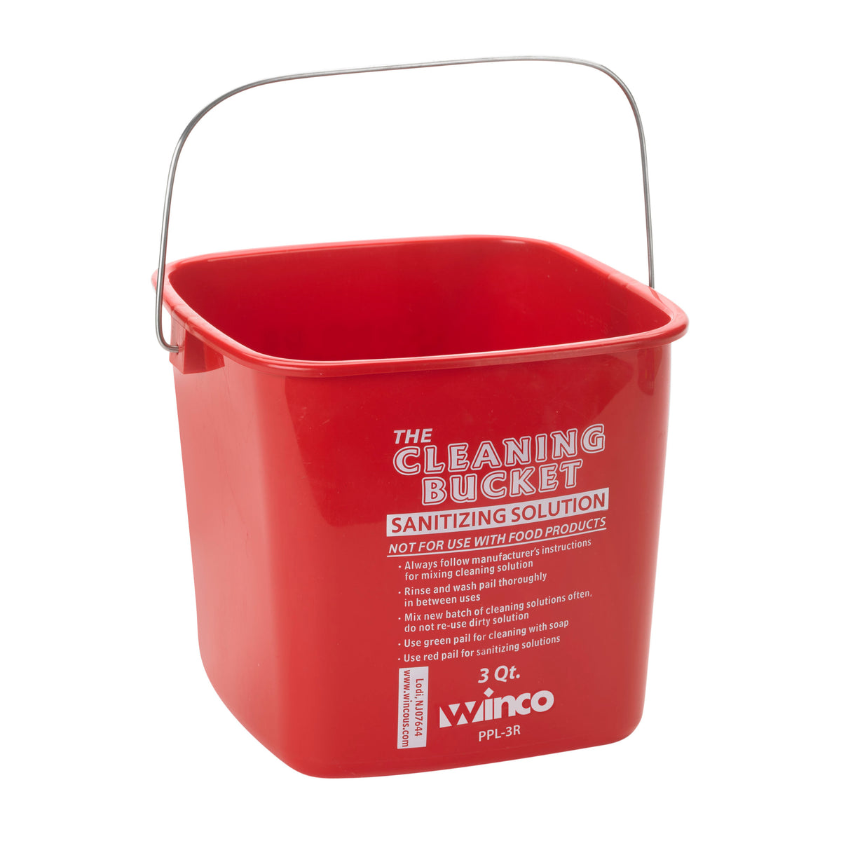 Picture of Winco PPL-3R Cleaning Bucket - Red Sanitizing, 3 qt.