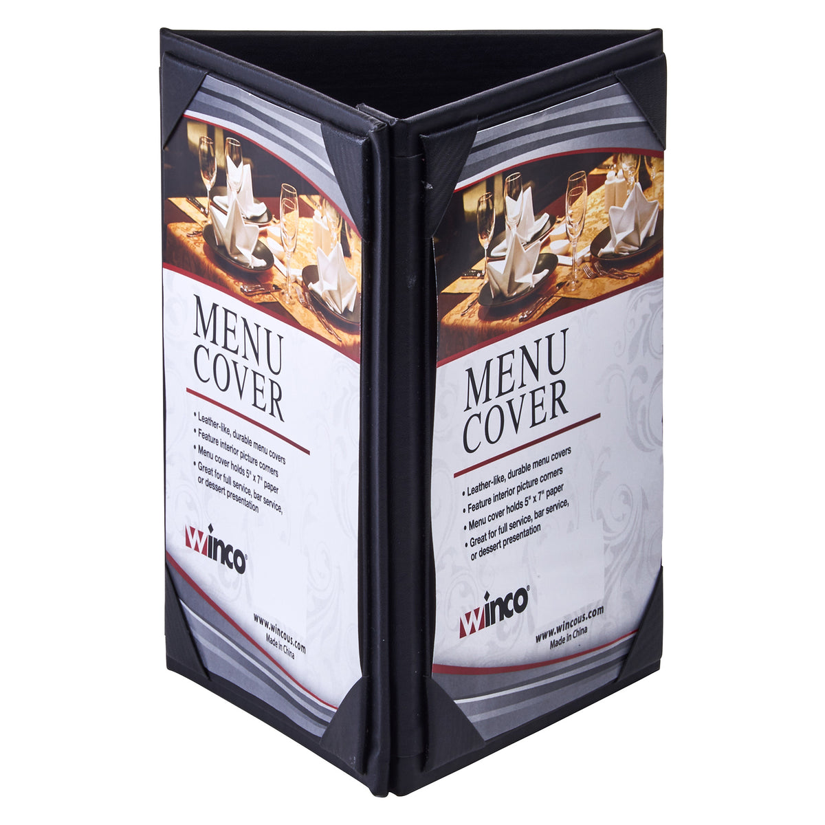 Picture of Winco LMTT-57BK Triple-View Menu Tent for 5 x 7 in. Inserts, Black