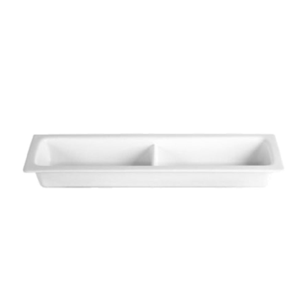 IH2-41CB 3 qt. Half Size Long Food Pan 2-4 with Horizontal Divider - Cranberry - 20.67 x 6.3 in. - 2.56 in. Deep